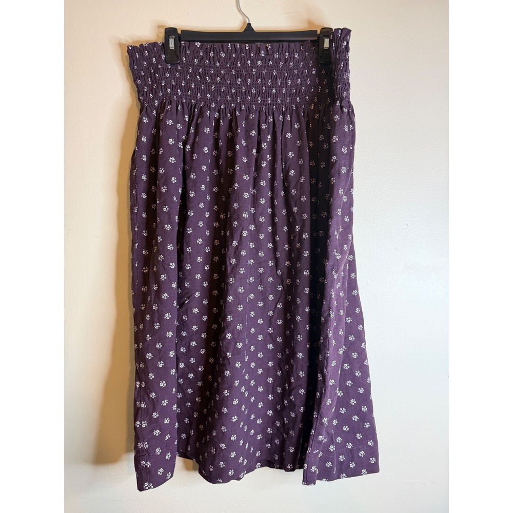 Womens XL Purple Floral Smocked Midi Skirt Boho Cottagecore Universal Thread